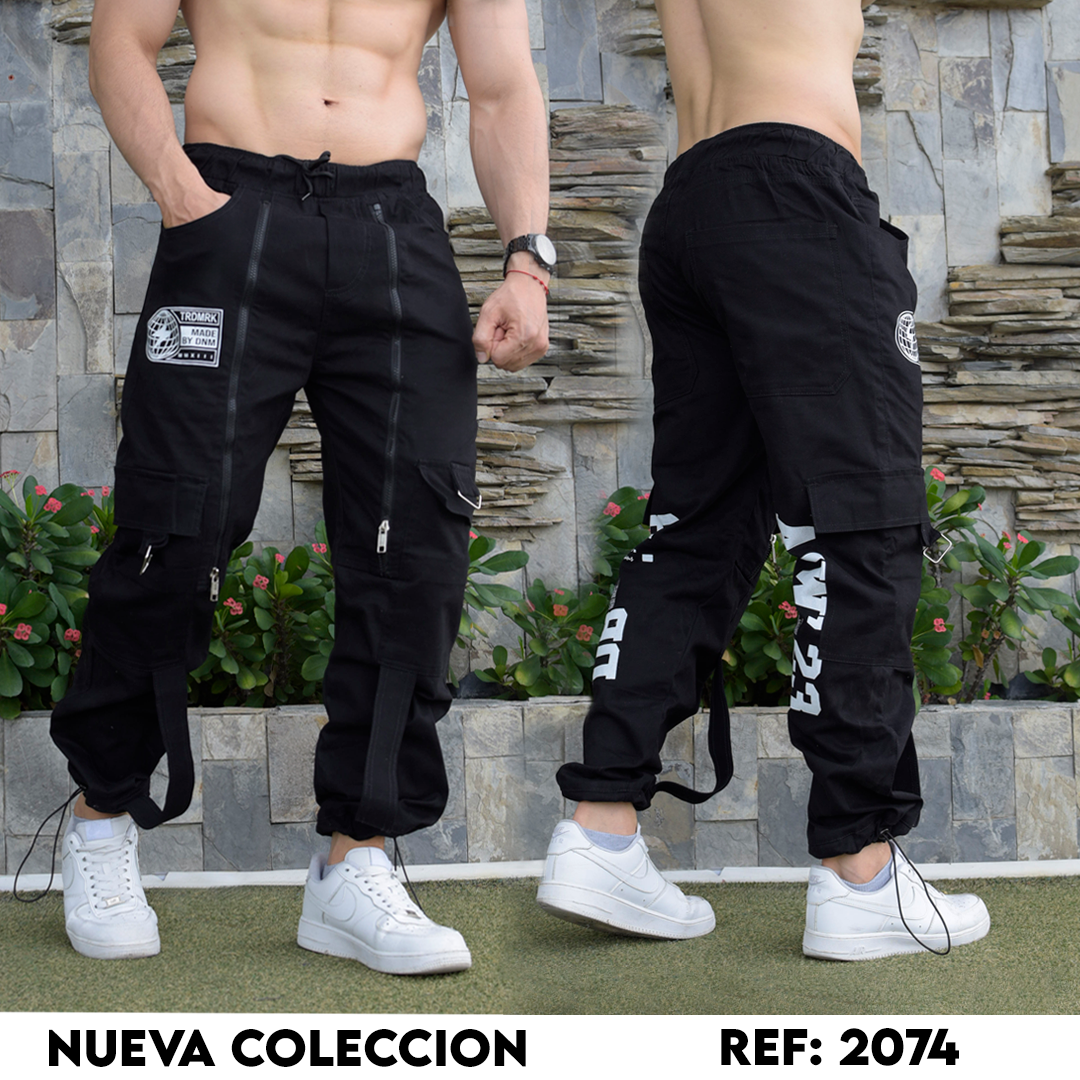 JOGGER CARGO NEGRO - ESTAMPADO PREMIUM REF- 2074